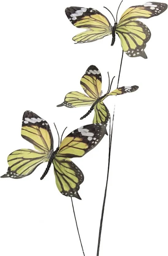 Dekoračná vetvička so zelenkavými motýlikami Butterfly - 10*10*65 cm