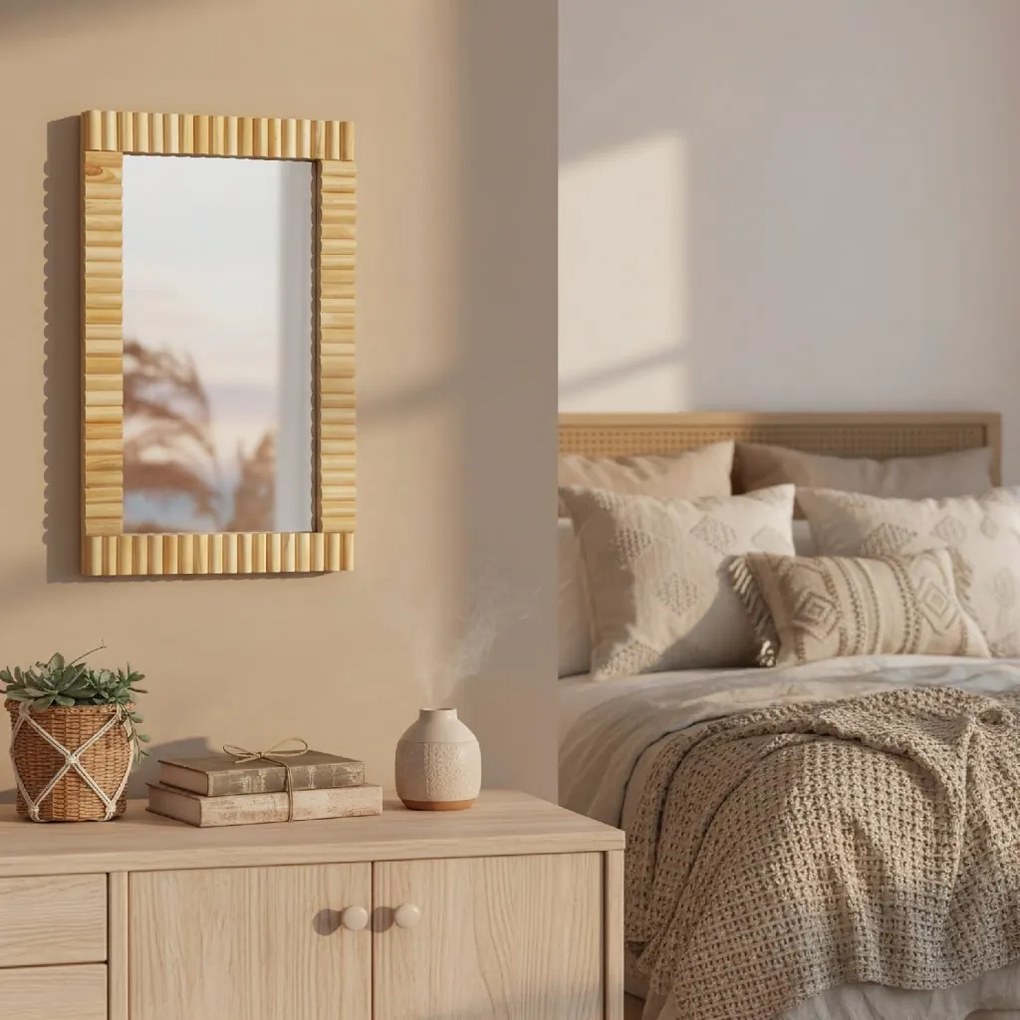 Tutumi Tutumi, nástenné zrkadlo Boho 55x35 cm KLNA-MR01, hnedá, HOM-02803