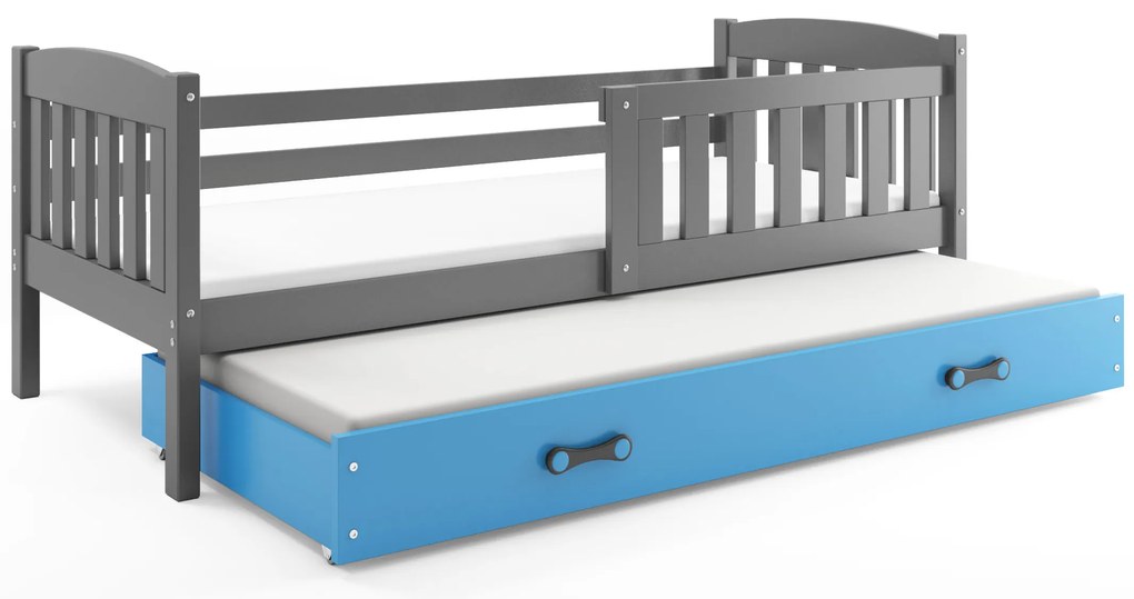 Posteľ s prístelkou KUBO 2 190x90 grafit - modrá