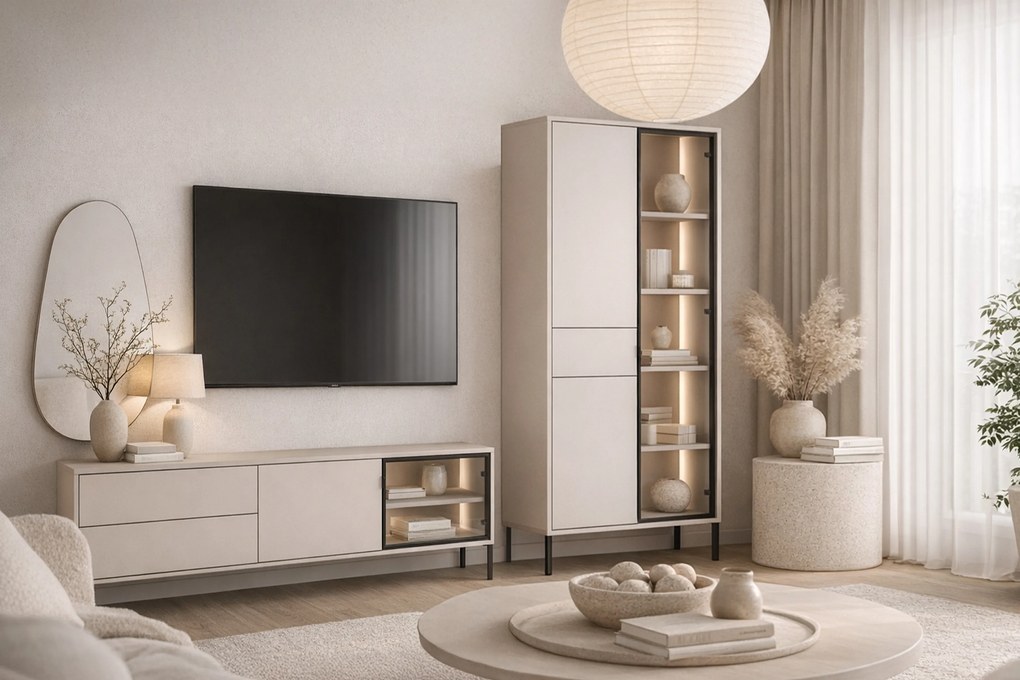 TV stolík Harmona 160 cm s osvetlením - kašmírová