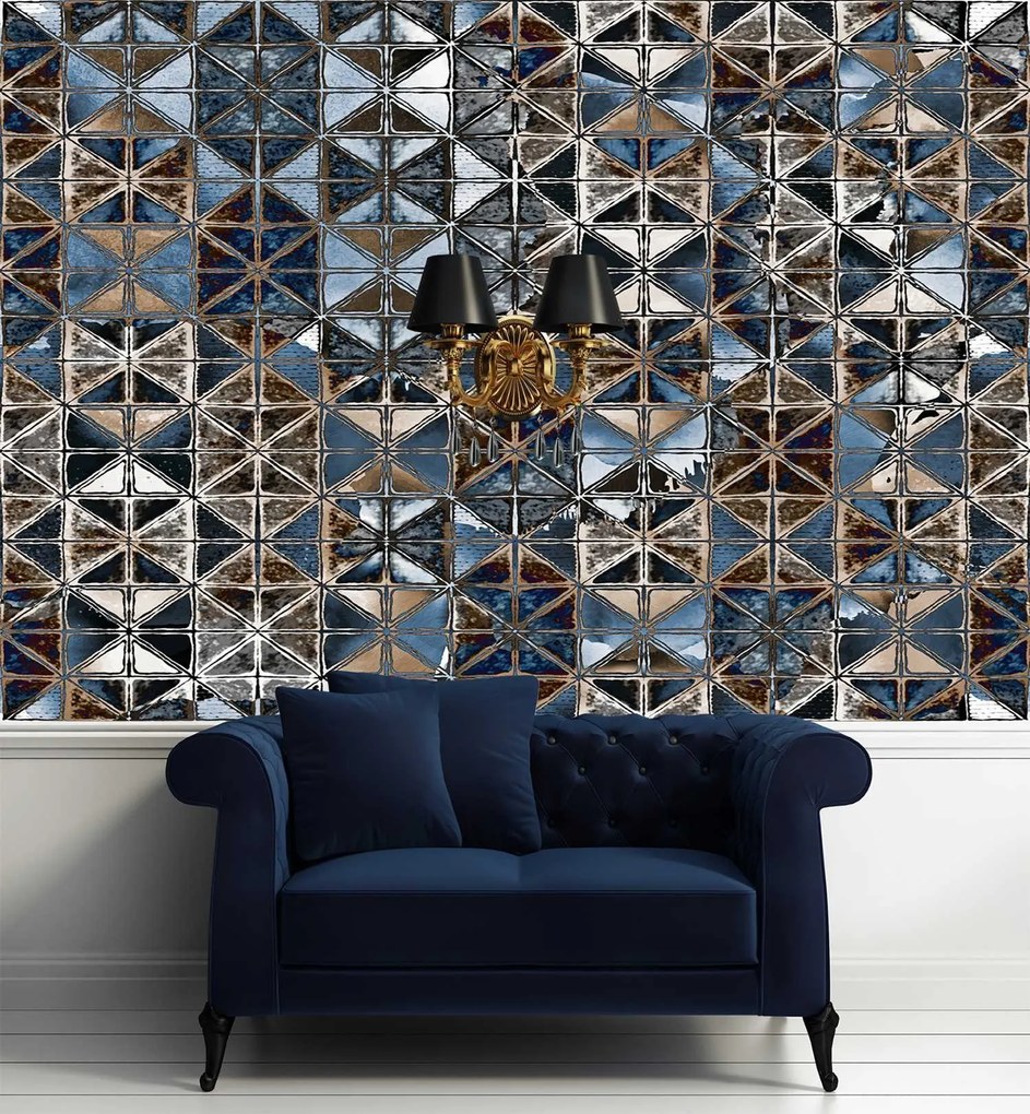 Gario Fototapeta Modré sklenené dlaždice - mozaika Materiál: Vliesová, Rozmery: 450 x 315 cm