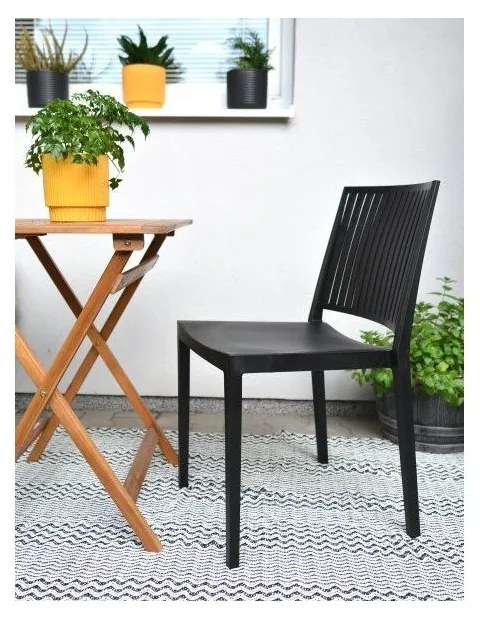 Čierna plastová záhradná stolička Bars - Rojaplast