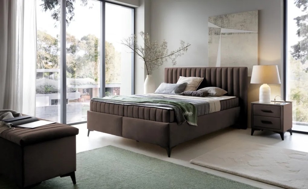 Posteľ Joy 180x200 cm, hnedá látka