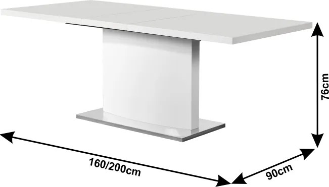Rozkladací jedálenský stôl Korintos - biely lesk