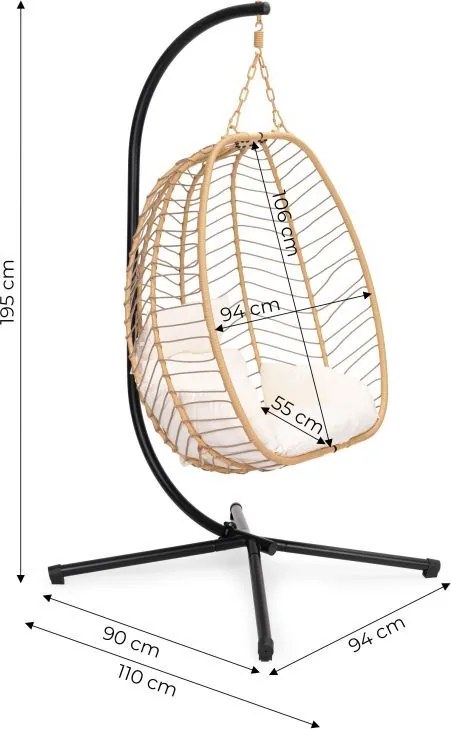 ZÁVESNÉ HOJDACIE KRESLO NOAM S VANKÚŠOM