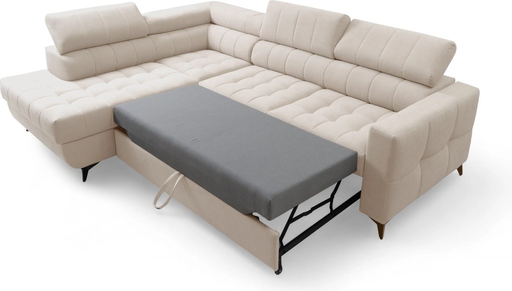 Rohová sedačka Nardo L s rozkladom ľavostranná - béžový plyš Pretty 03