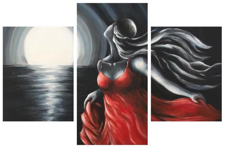 Obraz ženy v červených šatách (90x60 cm)