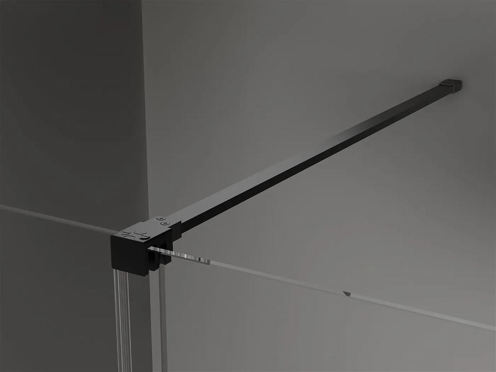 Mexen Velar, sprchový kút s posuvnými dverami 120(dvere) x 80(stena) cm, 8mm číre sklo, čierna matná, 871-120-080-01-70