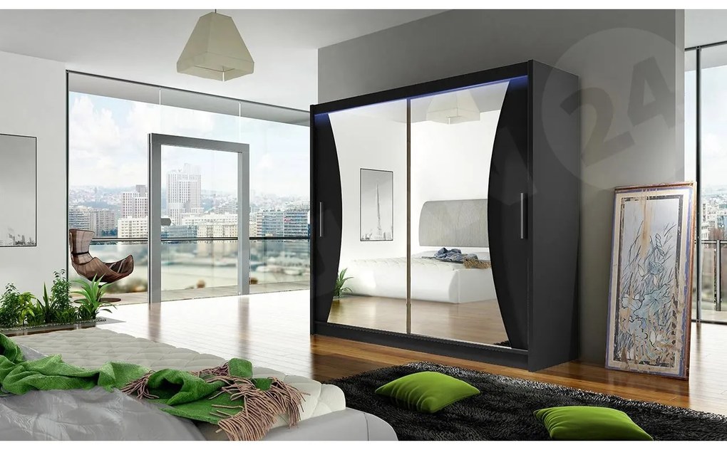Šatníková skriňa London V, Farby: kašmír, Osvetlenie: osvetlenie LED RGB - farebné