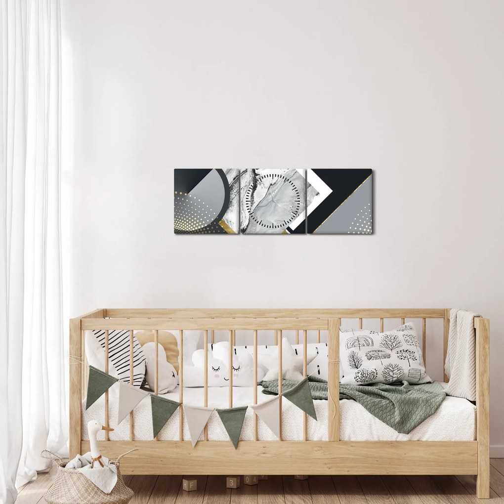 Obraz - Texturoavná koláž (s hodinami) (90x30 cm)