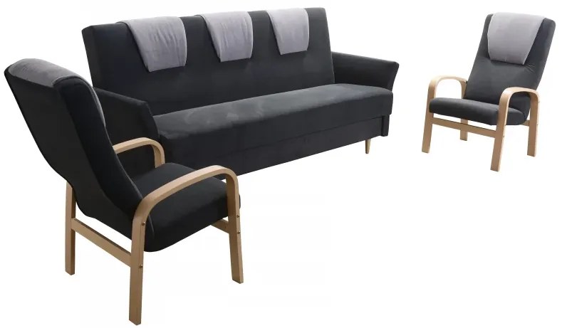 Sedacia súprava Boston 3+1+1, zelená (MIL 17015/17016, wenge)