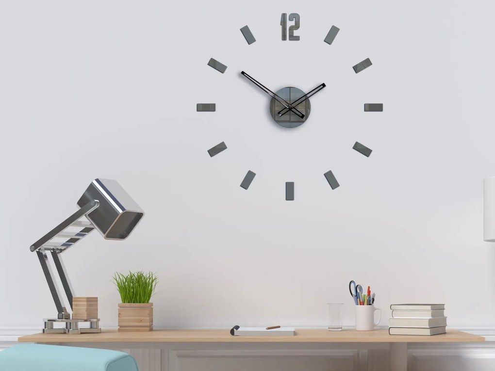 Nástěnné samolepící hodiny Point 50 cm šedé