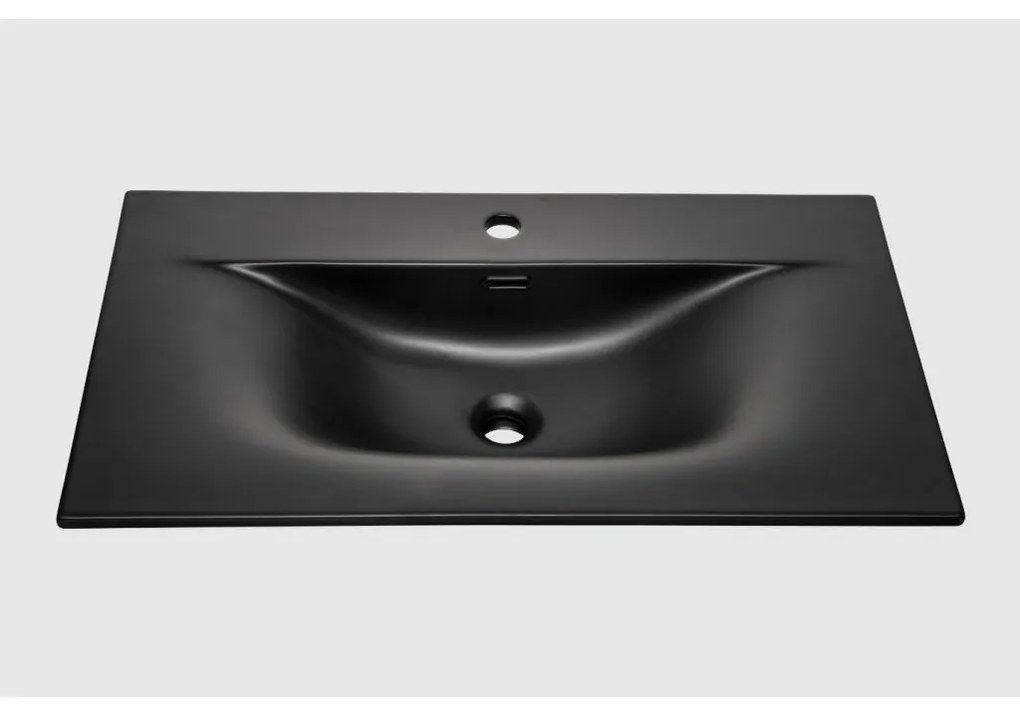 Keramické zápustné umyvadlo Sky1 80 cm DP matné černé