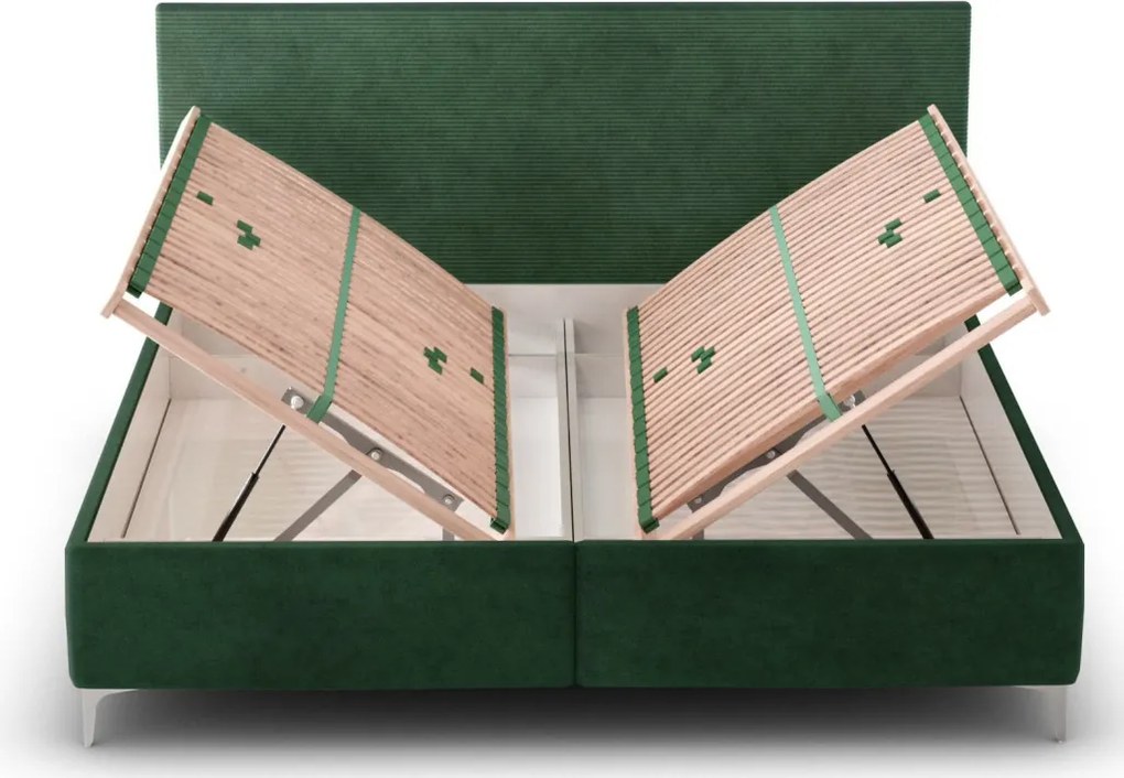 Posteľ s roštmi Stephano 180x200 cm, zelená štrukturovaná látka