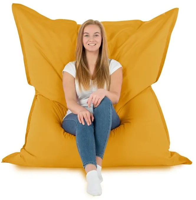 XXL vankúš na sedenie – interiérový aj záhradný, vodeodolný Farba: 4.Žltý
