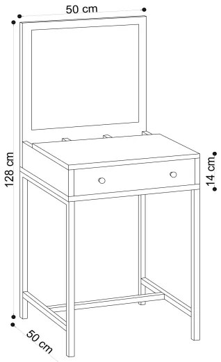 Toaletný stolík MARY 128x50 cm hnedá/čierna