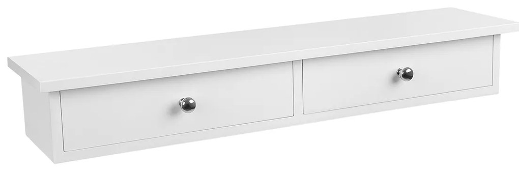 Nástenná polica Liwos s dvoma zásuvkami biela