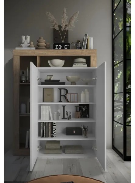 Skriňa LENOR biela/svetlý dub