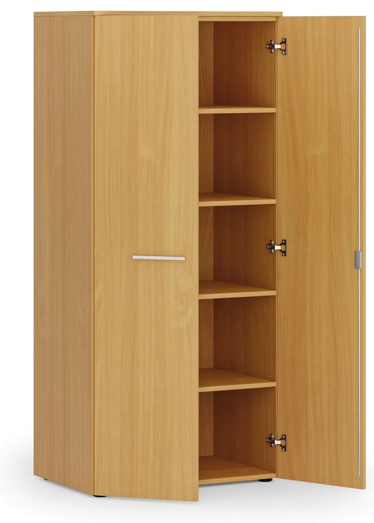 Kancelárska policová skriňa PRIMO WOOD s dverami, 800 x 500 x 1781 mm, buk