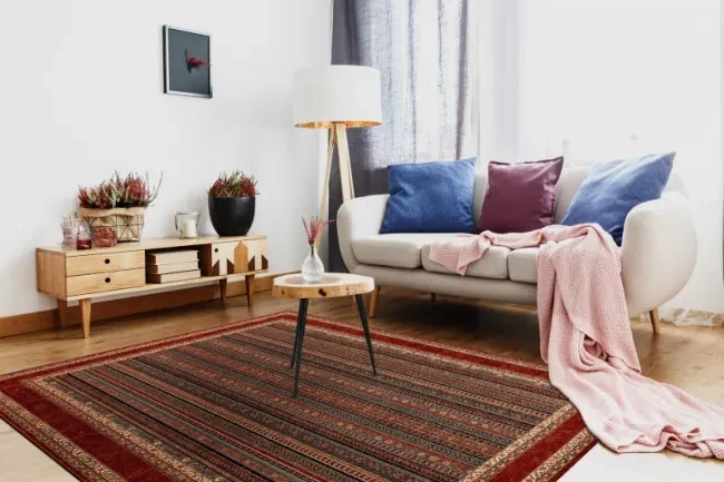 Koberec KASHQAI 4357 300 ramka, orientálny - zelený, bordový