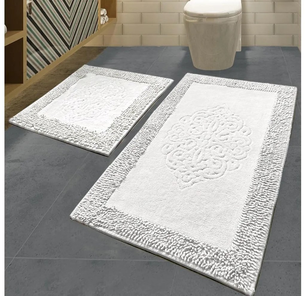 Asir SADA 2x Kúpeľňová predložka PIANTE 60/100 cm biela 359CHL1634