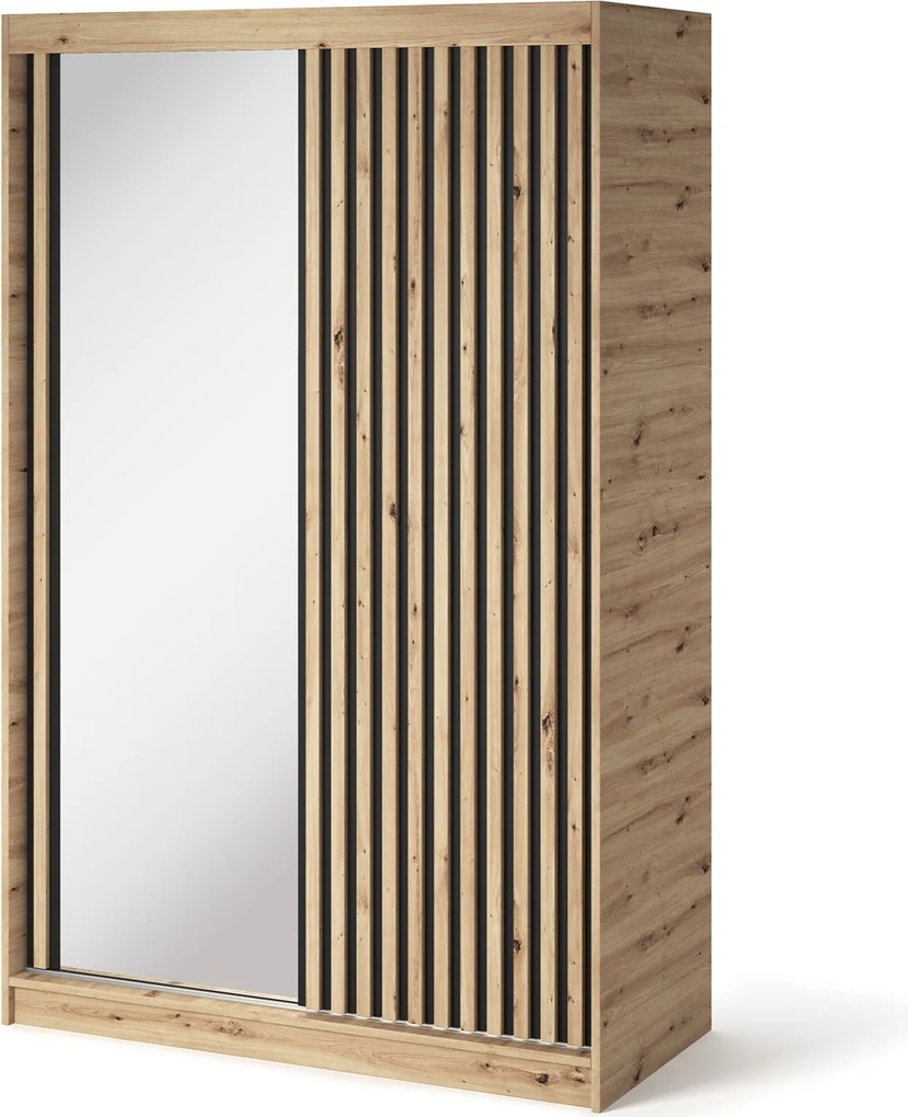 Šatní skříň Emerio se zrcadlem 120 cm dub Artisan