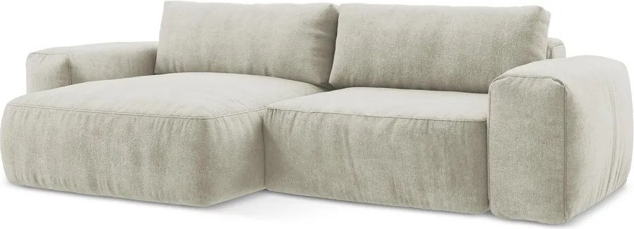 Béžová ženilková rozkladacia rohová pohovka (ľavý roh/s leňoškou) Kuki – Makamii