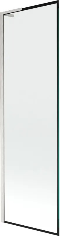 Mexen Next L, 1-krídlová vaňová zástena 60 x 150 cm, 6mm číre sklo-čierny vzor, 6mm číre sklo, profil brúsená oceľ, 895-060-000-03-70-97