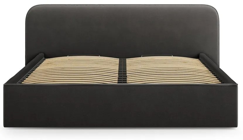 Čierna čalúnená dvojlôžková posteľ s úložným priestorom s roštom 140x200 cm Elizabeth – Micadoni