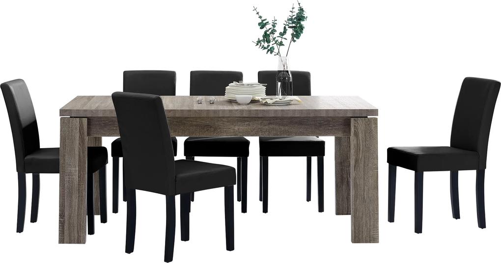 [en.casa]® Rustikálny dubový jedálenský stôl HTFU-2334 so 6 stoličkami HTMY-9706
