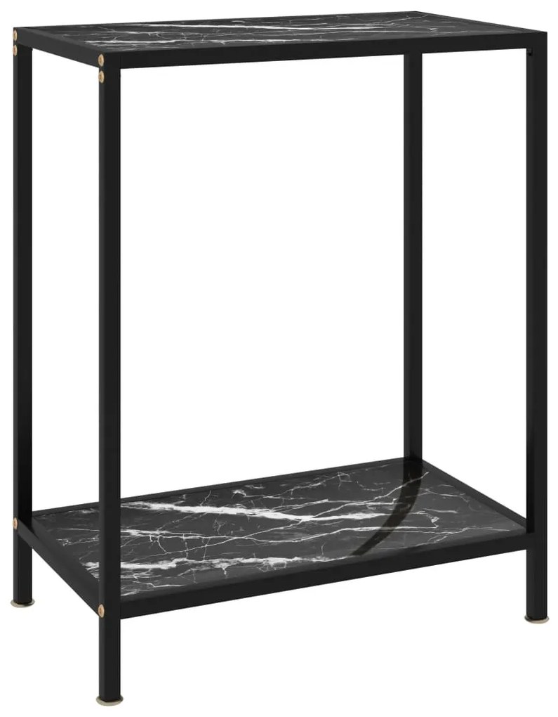 vidaXL Konzolový stolík, čierny 60x35x75 cm, tvrdené sklo