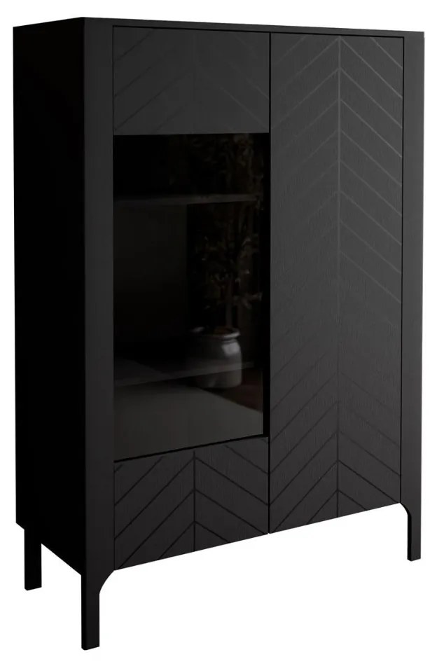 DVOJDVEROVÁ PRESKLENÁ VITRÍNA SALOME ČIERNA 103 cm