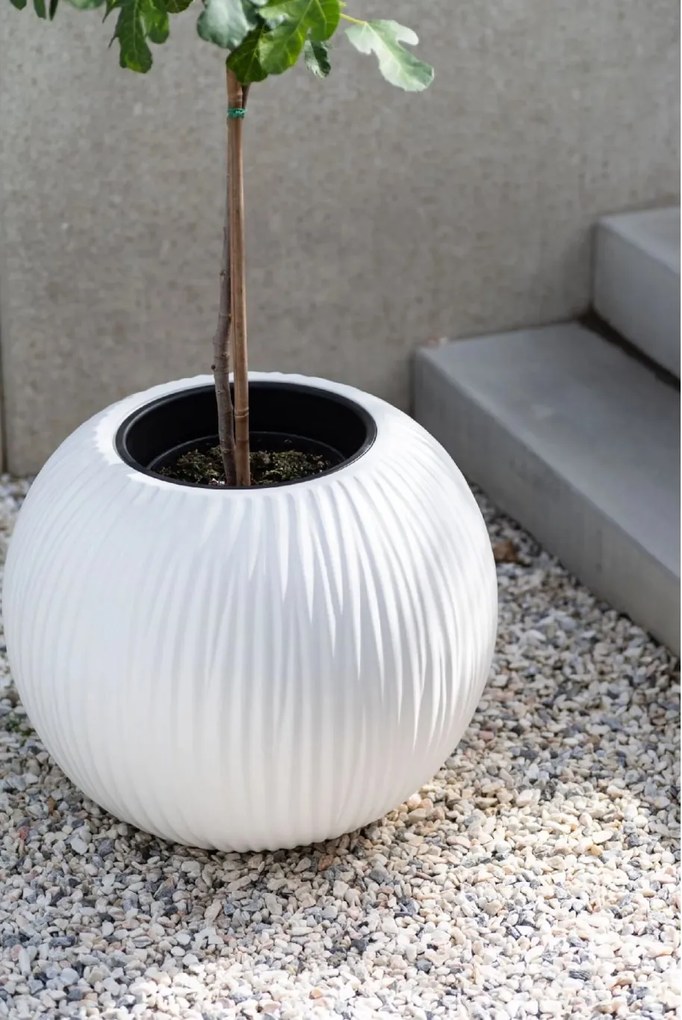 Dizajnový kvetináč VITRO, sklolaminát, priemer 50 cm, biely