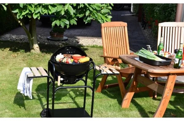 Prenosný gril na drevené uhlie čierna/drevo
