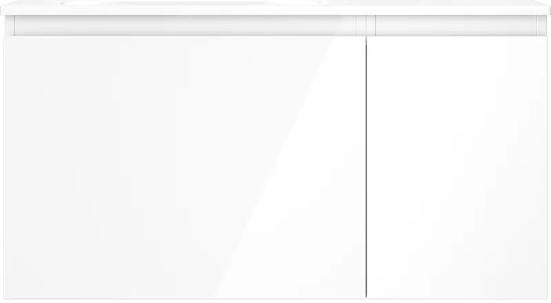 Mexen Orio, kúpeľňová skrinka 90 cm s umývadlom Vela ľavá, 1S, 1D, biela lesklá, 91A13-09047-3-BBFF00-W23L00