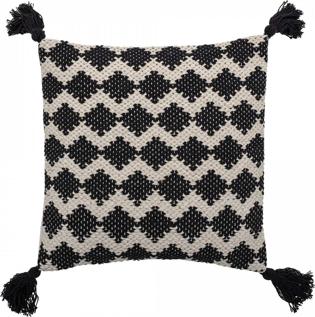 Bloomingville Bavlnený pletený vankúš Black White 45 × 45 cm