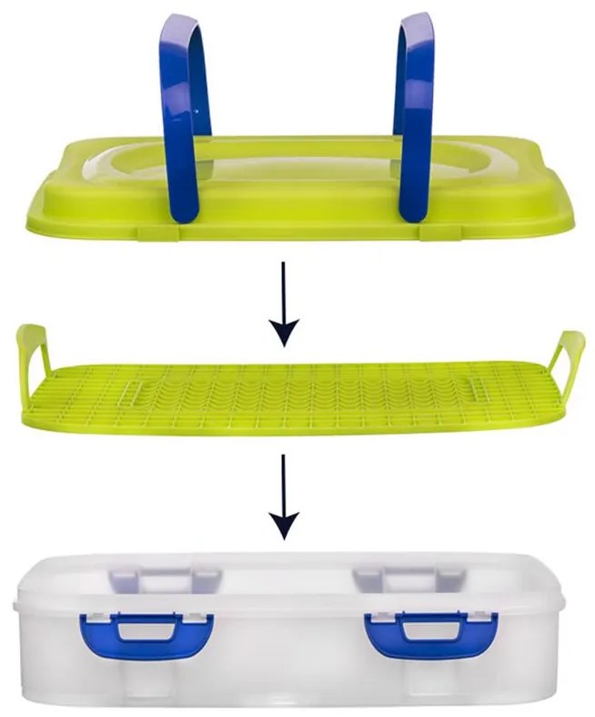 Orion Úložný box na koláče a zákusky, PIKNIK 1 poschodie, s rúčkami, mix farieb