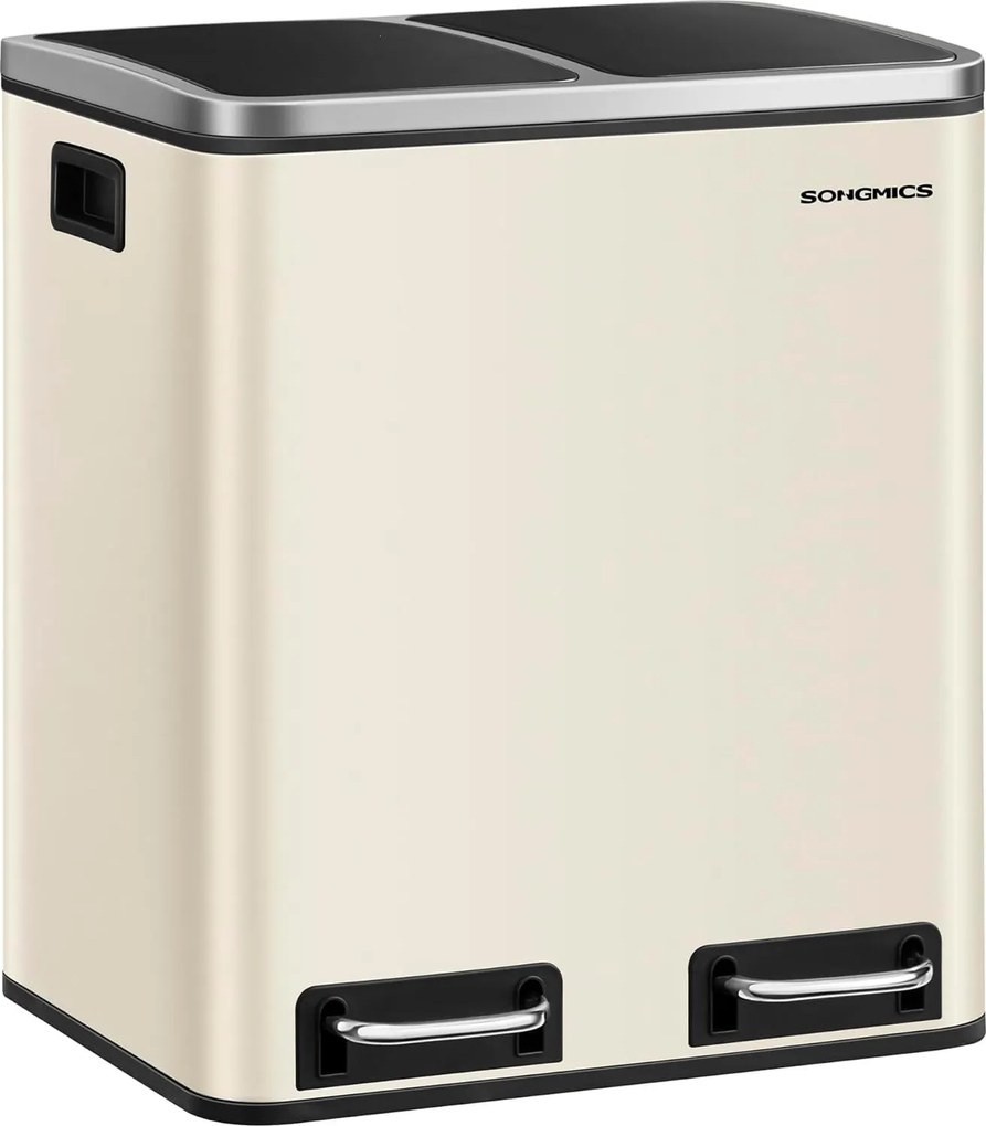 Odpadkový kôš do kuchyne, 2 x 15 litrov, selektívny triediaci systém, béžovo čierny