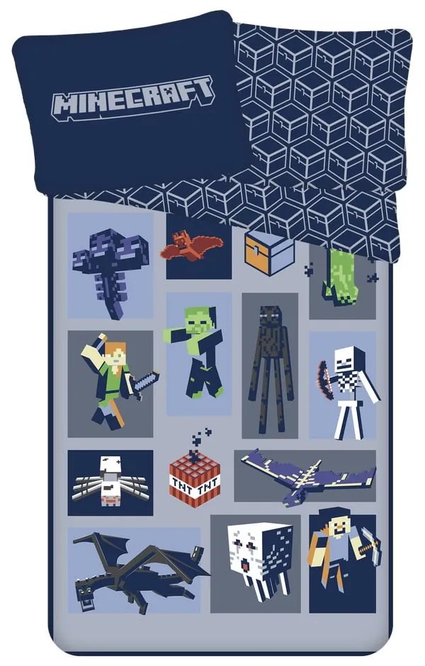 Detské obliečky na jednolôžko z mikrovlákna 140x200 cm Minecraft Emblematic - Jerry Fabrics