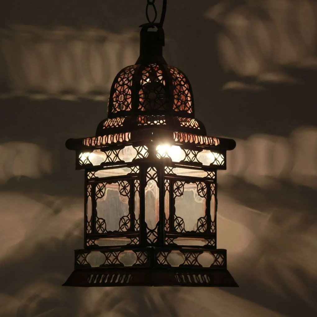 Orientálny závesný lampáš Carré-Clear