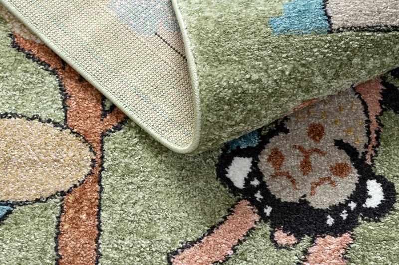 Dywany Łuszczów, Detský kusový koberec Fun Route Street animals green, 200x290, zelená, detská izba