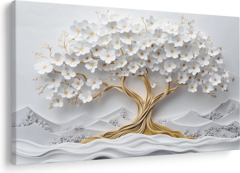 Obraz – 3D elegantný strom života plný kvetov (90x60 cm)