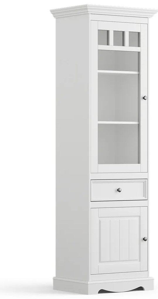 PROXIMA.store - Rustikálna vitrína ľavá 2s.1 - BELLUNO ELEGANTE FARBA: biela - dub