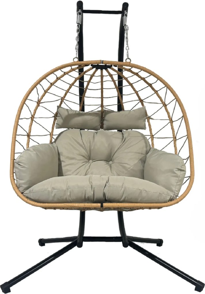 Závěsné skládací houpací křeslo Luvo černé/šedé