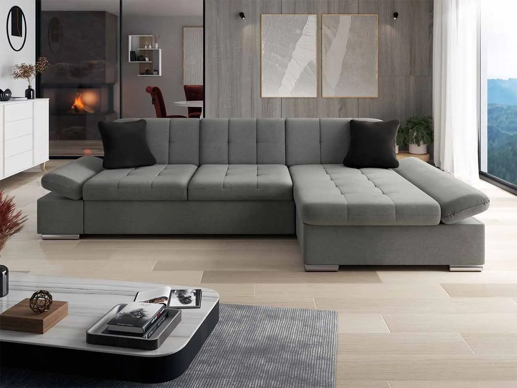 Rohová sedacia súprava Magnir, Dostupné poťahy: ekokoža Soft 017 + Lux 06 + Lux 05, Strana: pravá