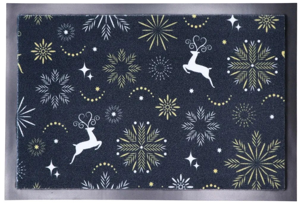 Rohožka vianočná Snehové vločky so sobmi, 40x60, viacfarebná, Mercury Flooring