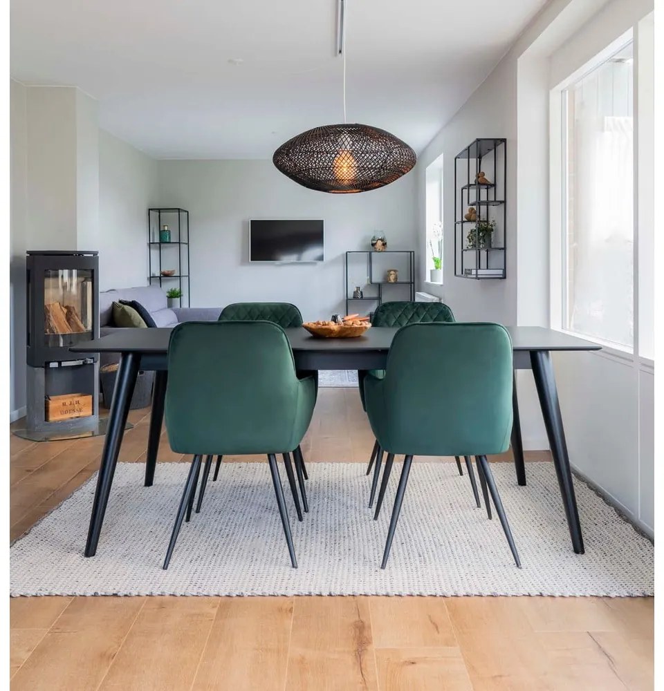 Tmavozelené čalúnené jedálenské kreslá v súprave 2 ks Harbo – House Nordic