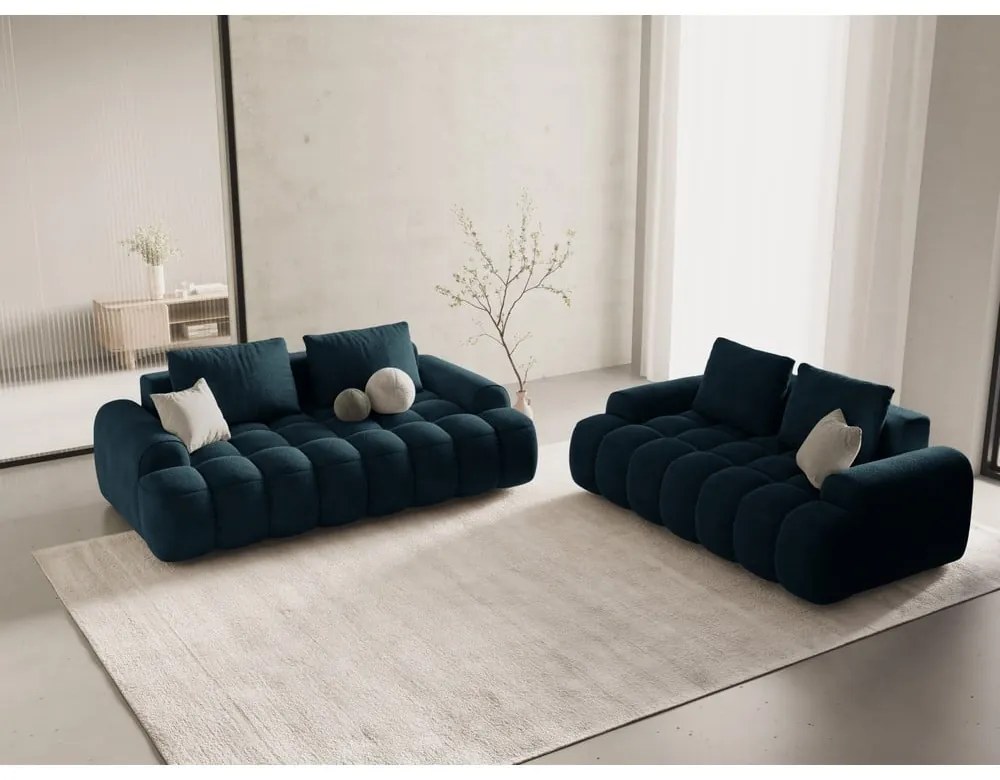 Zamatová pohovka v petrolejovej farbe 200 cm Linz – Cosmopolitan Design