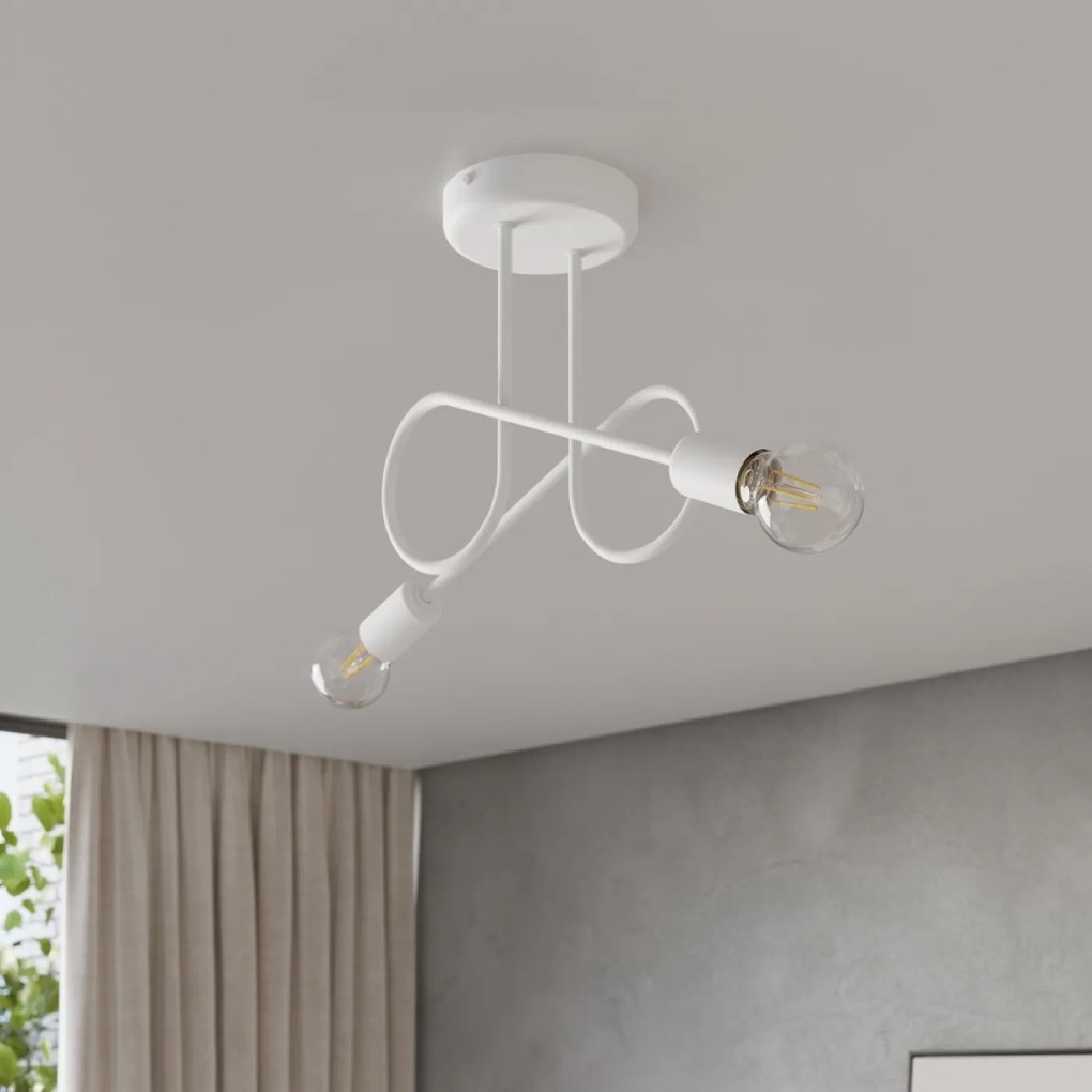 Stropné svietidlo Loop 2, biele telo svietidla