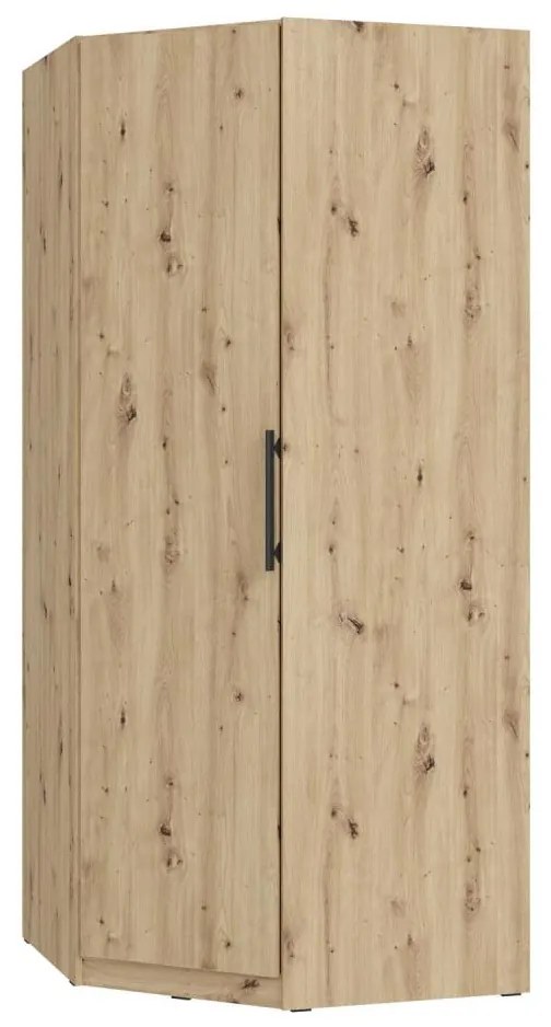 Rohová šatníková skriňa MARO 94x213 cm, dub Artisan